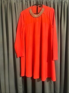 Lulu's Bright Red Long-Sleeve Jewel-Neck Dress